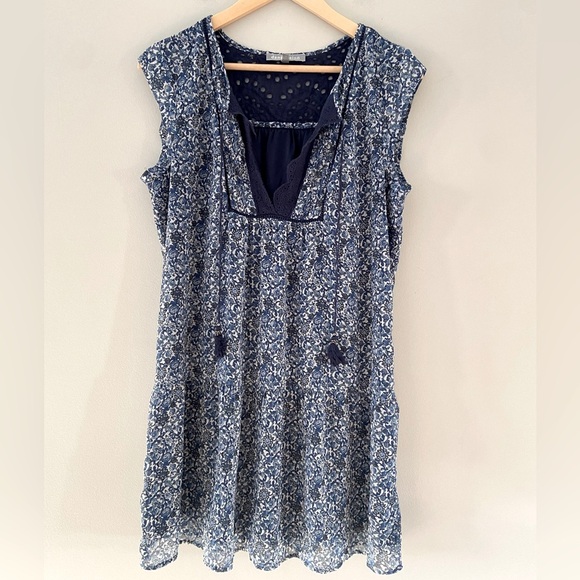 Daniel Rainn Cottegecore Floral Lace Eyelet Boho Tassel Sleeveless Mini Dress - Picture 1 of 3